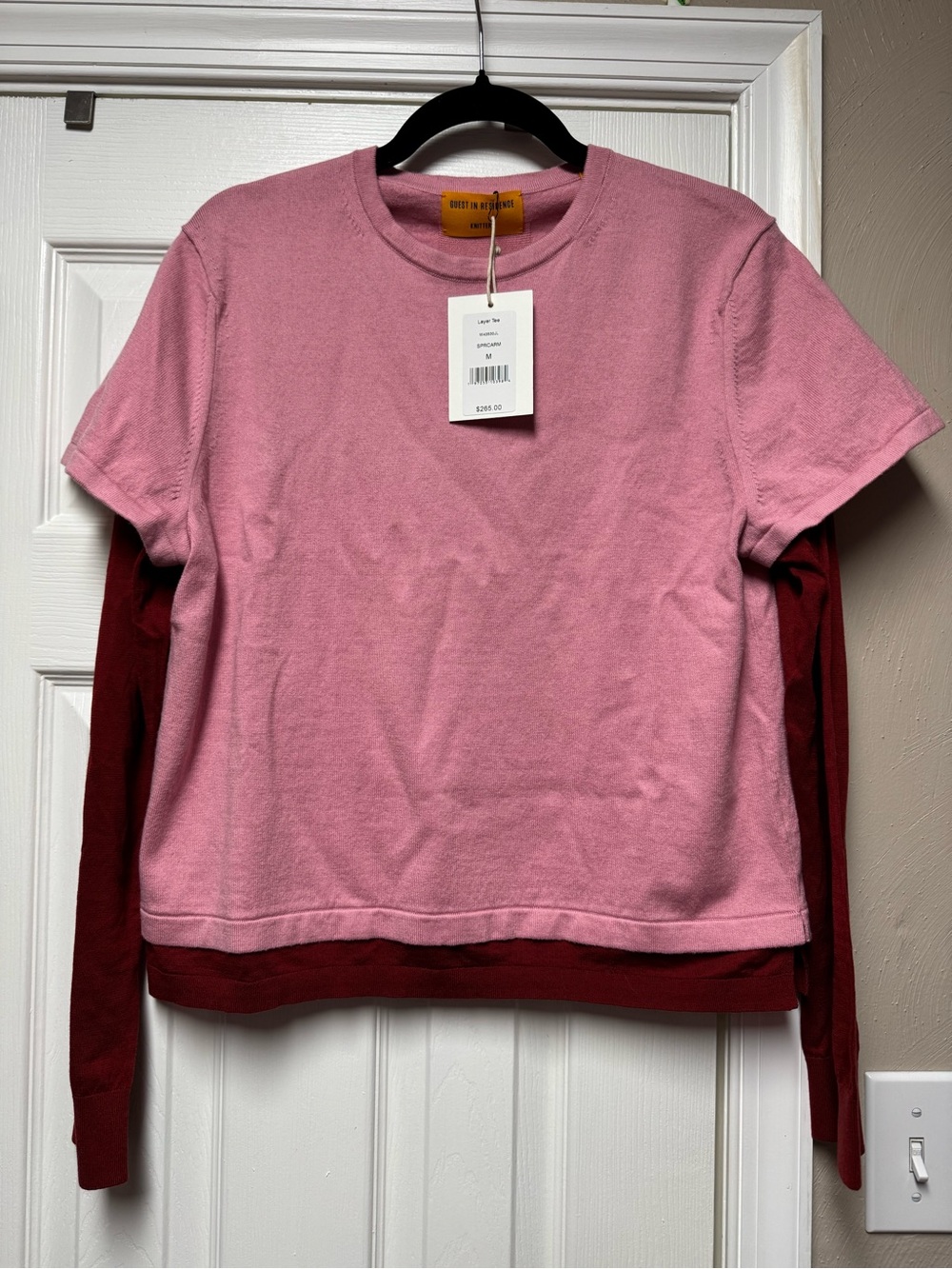 Guest In Residence - NWT - Layer Tee - Sprinkle/Carmine - Size Medium